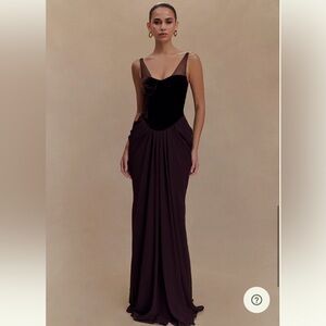 Meshki Roxanne Velvet Corset Maxi Dress - Cacao Brown
